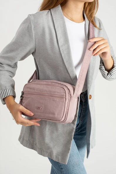 Yumuşak Dokulu Ultra Hafif, Esnek ve Su Geçirmez Polyamid Kumaş Omuz Çantası Pembe Model: (571-13-14E) - Resim 2