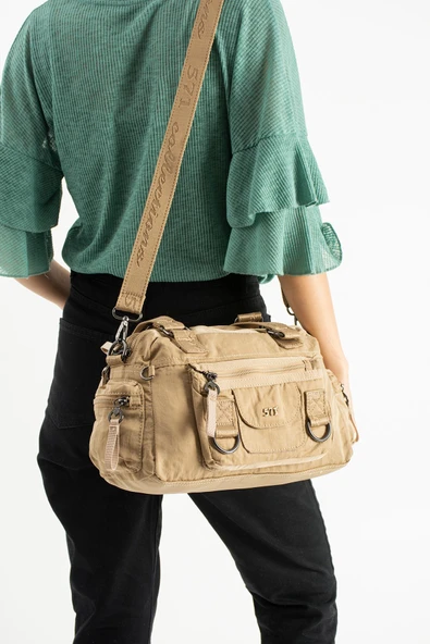 Yumuşak Dokulu Ultra Hafif, Esnek ve Su Geçirmez Polyamid Kumaş Omuz ve Kol Çantası Haki Model: (571-13-14K) ürün görseli 1