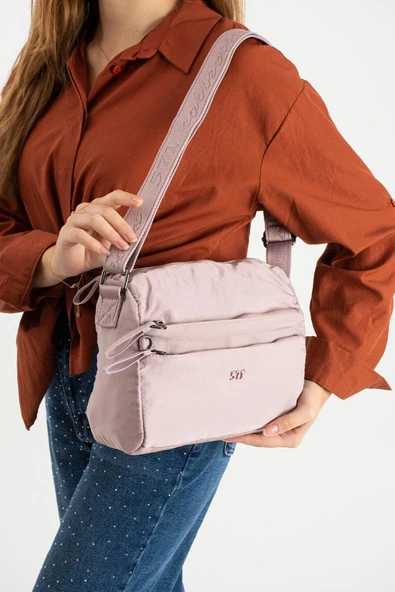 Yumuşak Dokulu Ultra Hafif, Esnek ve Su Geçirmez Polyamid Kumaş Omuz Çantası Pembe Model: (571-13-14C) ürün görseli 1