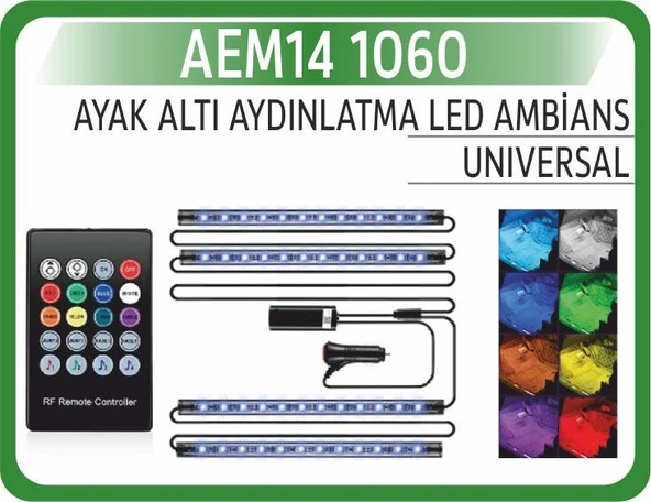 AEM Ayak Altı Led Lamba 8 Renk Modlu Kumandalı - 1
