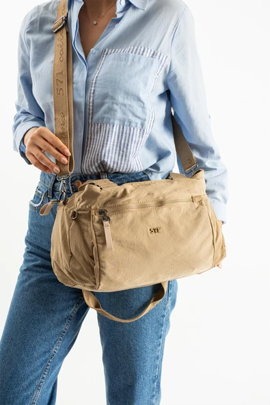 Yumuşak Dokulu Ultra Hafif, Esnek ve Su Geçirmez Polyamid Kumaş Omuz ve Kol Çantası Haki Model: (571-13-14F) - Resim 2