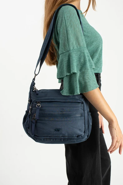 Yumuşak Dokulu Ultra Hafif, Esnek ve Su Geçirmez Polyamid Kumaş Omuz Çantası Lacivert Model: (571-13-14C) ürün görseli 1