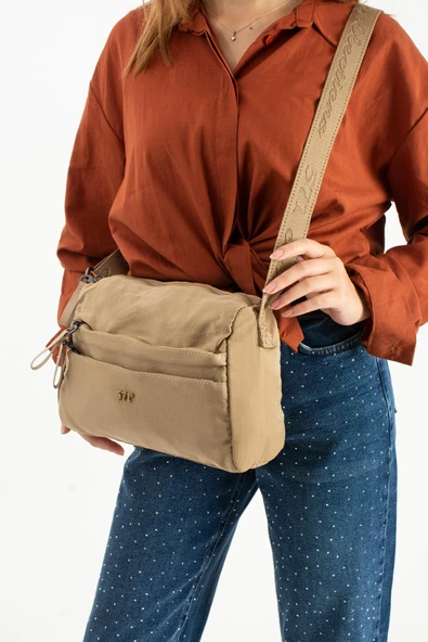 Yumuşak Dokulu Ultra Hafif, Esnek ve Su Geçirmez Polyamid Kumaş Omuz Çantası Haki Model: (571-13-14C) - Resim 2