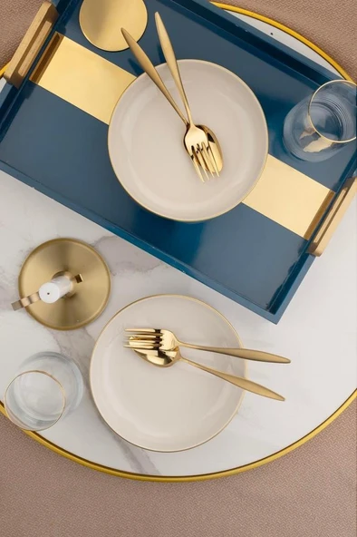 Kütahya Porselen Moderna 2 li 20 Cm Kase Altın File - 3