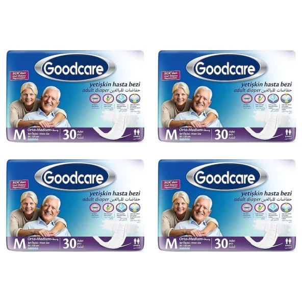 Goodcare Yetişkin Hasta Bezi BelBantlı Medium Orta Boy 30'LU 4 PAKET ürün görseli 1