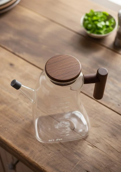 Cam Yağlık - Akasya Kulplu 1 Litre - Eğimli - 2