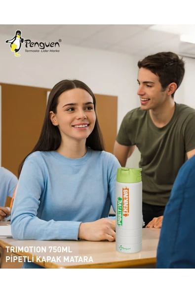 750ml Paslanmaz Çelik Su Matarası | Sızdırmaz Kapaklı | Pipetli | Bpa Free | Dayanıklı - Resim 4