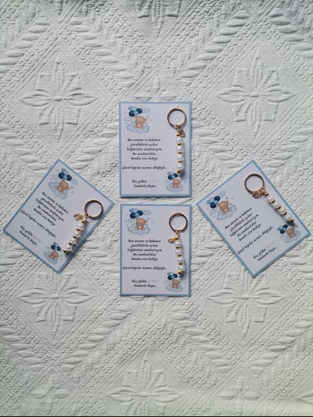 24 Adet İsme Özel Tasarım Beyaz Anahtarlık Hastane Yeni Doğan 40 Mevlidi Dağıtmalık Hediyelik - Resim 6