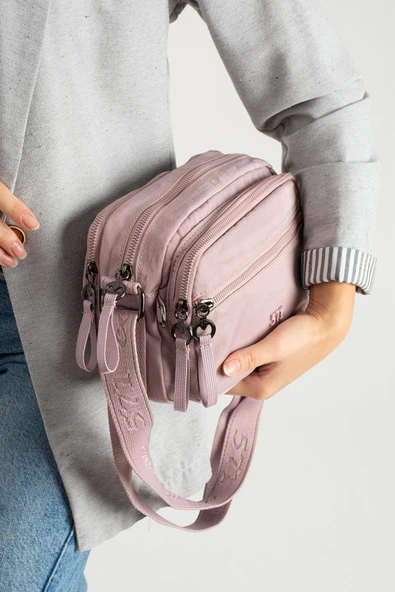 Yumuşak Dokulu Ultra Hafif, Esnek ve Su Geçirmez Polyamid Kumaş Omuz Çantası Pembe Model: (571-13-14E) - Resim 3