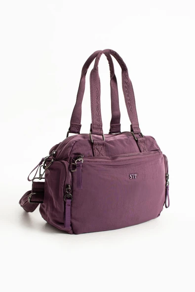 Yumuşak Dokulu Ultra Hafif, Esnek ve Su Geçirmez Polyamid Kumaş Omuz ve Kol Çantası Mor Model: (571-13-14G) - Resim 4