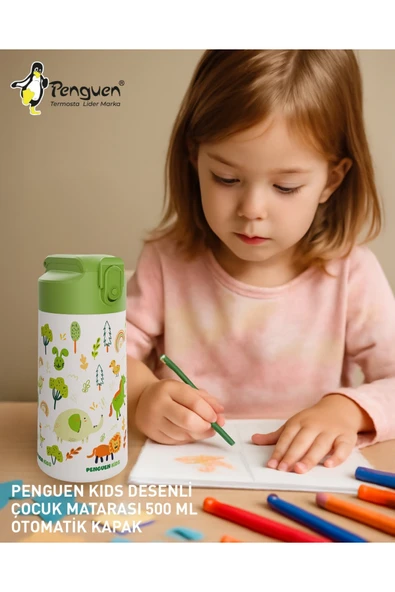 500ML Çocuk Su Matarası | Paslanmaz Çelik | Pipetli | BPA Free | Sızdırmaz Kapaklı - Resim 3