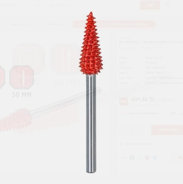 Rox Wood 0277 Karbür Kısa Konik Çam Tip Ahşap Şekillendirme Törpü - Resim 2