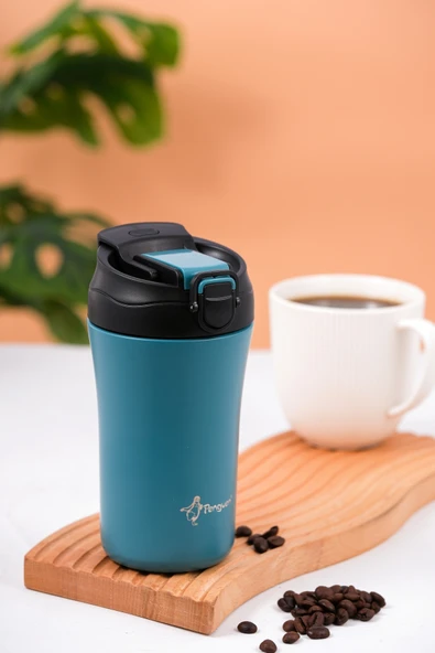 Termos Mug 400 ML - Paslanmaz Çelik, Pipetli ve Doğrudan İçme Kapaklı - Resim 2