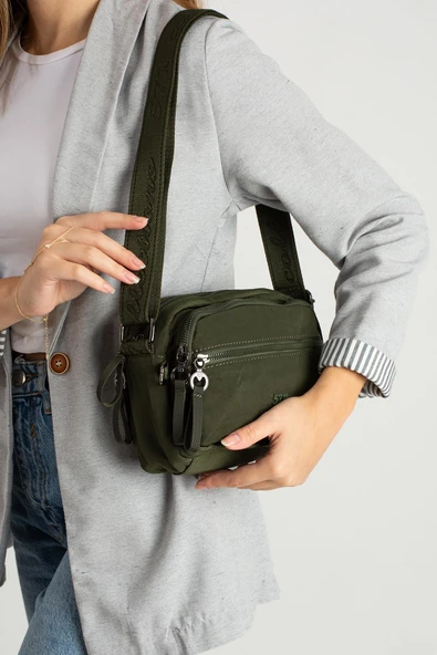 Yumuşak Dokulu Ultra Hafif, Esnek ve Su Geçirmez Polyamid Kumaş Omuz Çantası Haki Model: (571-13-14E) ürün görseli 1