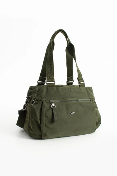 Yumuşak Dokulu Ultra Hafif, Esnek ve Su Geçirmez Polyamid Kumaş Omuz ve Kol Çantası Koyu Yeşil Model: (571-13-14F) - Resim 4