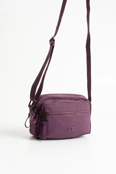 Yumuşak Dokulu Ultra Hafif, Esnek ve Su Geçirmez Polyamid Kumaş Omuz Çantası Mor Model: (571-13-14E) - Resim 4