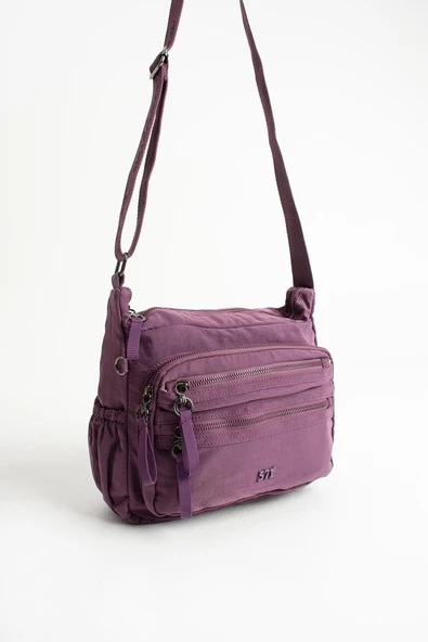 Yumuşak Dokulu Ultra Hafif, Esnek ve Su Geçirmez Polyamid Kumaş Omuz Çantası Mor Model: (571-13-14D) - Resim 4