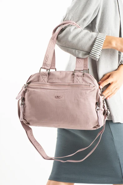 Yumuşak Dokulu Ultra Hafif, Esnek ve Su Geçirmez Polyamid Kumaş Omuz ve Kol Çantası Pembe Model: (571-13-14G) - Resim 2