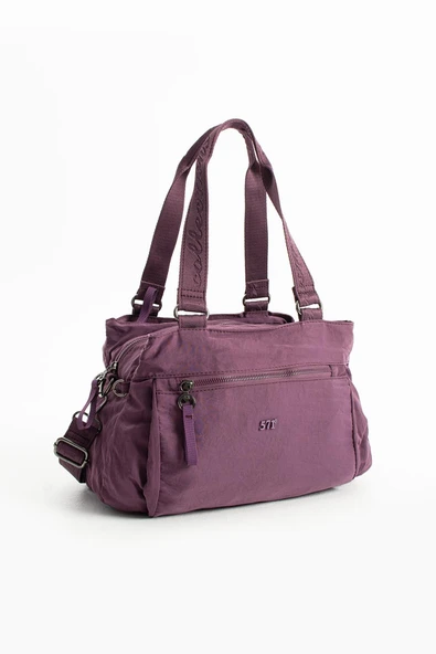 Yumuşak Dokulu Ultra Hafif, Esnek ve Su Geçirmez Polyamid Kumaş Omuz ve Kol Çantası Mor Model: (571-13-14F) - Resim 4