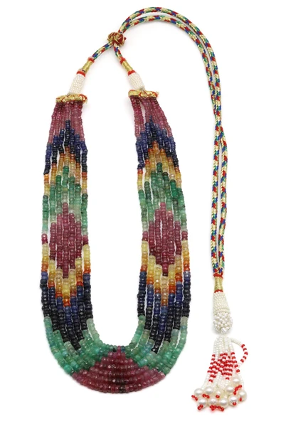 5 Sıralı Yakut-Safir-Zümrüt Multi Color Kolye - 3