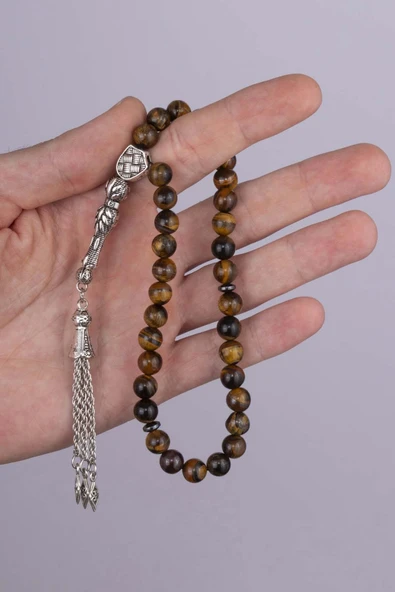 Gümüş Pazarım Kaplan Gözü Doğal Taş Tesbih ürün görseli 1