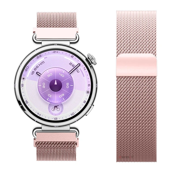 Huawei Watch GT6 41mm Uyumlu Manyetik Milanese Loop Metal Kordon   Pembe - 9