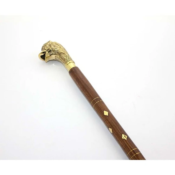 Pirinç Aslan Büstü Baston ürün görseli 1