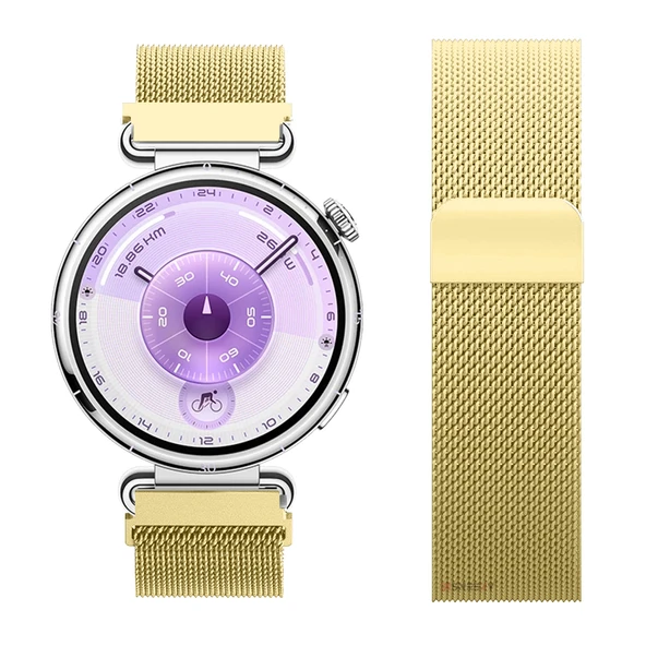 Huawei Watch GT6 41mm Uyumlu Manyetik Milanese Loop Metal Kordon   Gold - Resim 9