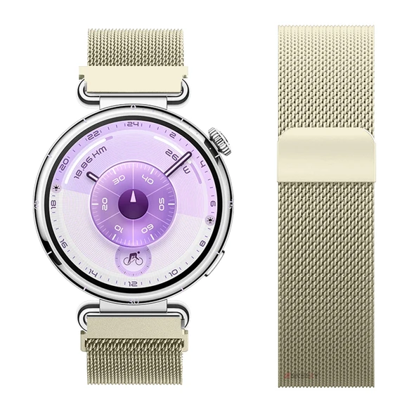 Huawei Watch GT6 41mm Uyumlu Manyetik Milanese Loop Metal Kordon   Retro Gold - Resim 3
