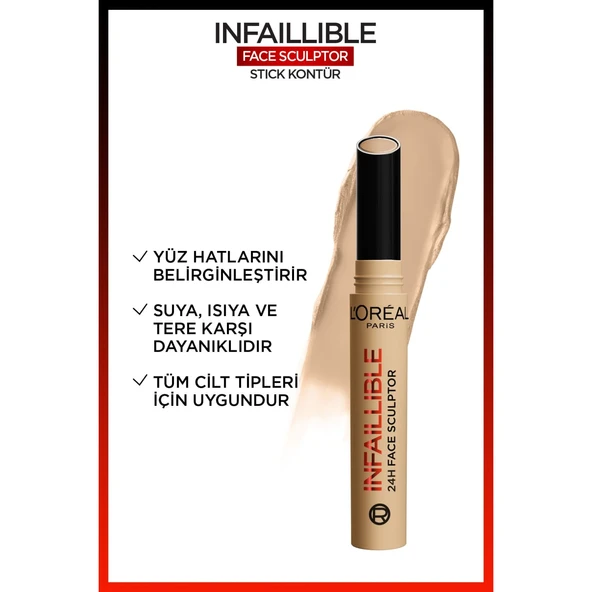 L'Oréal Paris Infaillible Face Sculpter Stick Kontür - Medium - Resim 8