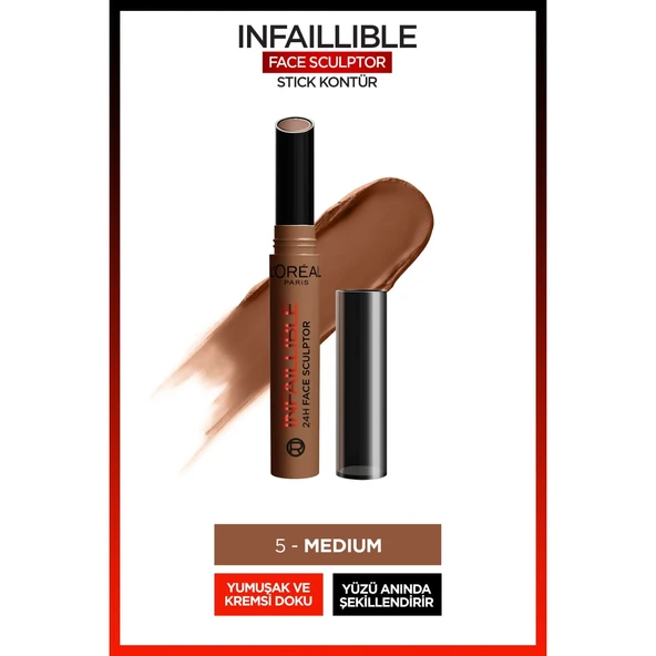L'Oréal Paris Infaillible Face Sculpter Stick Kontür - Medium - Resim 7