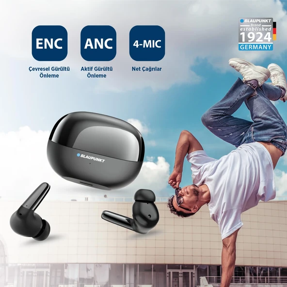 Blaupunkt B320 Kablosuz Bluetooth ENC Android IOS Uyumlu TWS Kulaklık Siyah - 3