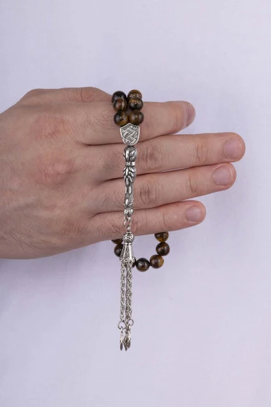 Gümüş Pazarım Kaplan Gözü Doğal Taş Tesbih - Resim 2