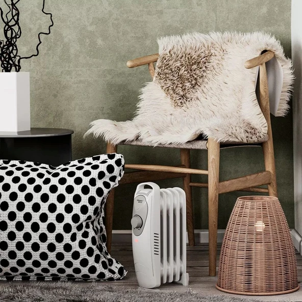 Mini 600 W 5 Dilim Elektrikli Termostatlı Radyatör Beyaz - Resim 5