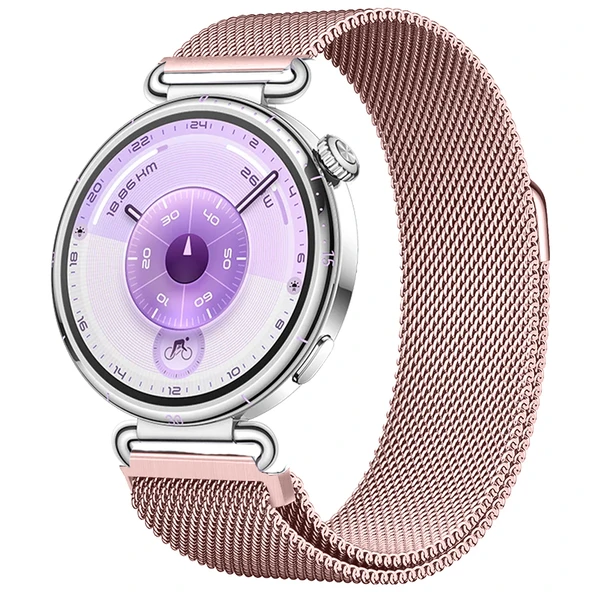 Huawei Watch GT6 41mm Uyumlu Manyetik Milanese Loop Metal Kordon   Pembe
