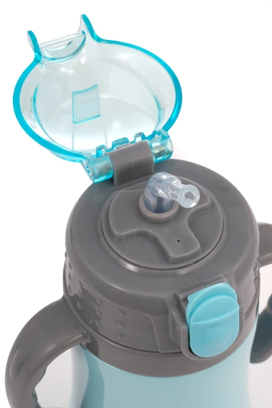 Çocuk Termosu - 280 ml | Sızdırmaz Çift Cidarlı, Vakum Yalıtımlı | Paslanmaz Çelik Pipetli Termos - Resim 4