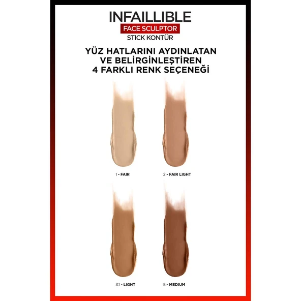 L'Oréal Paris Infaillible Face Sculpter Stick Kontür - Medium - Resim 11