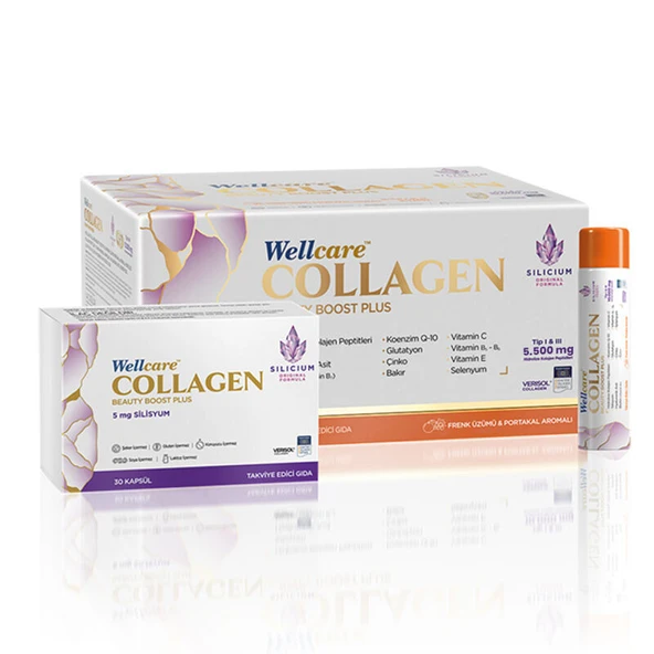 Wellcare Collagen Beauty Boost 5.500 mg 30 Tüp ve 30 Kapsül (Frenk Üzümü ve Portakal Aromalı) ürün görseli