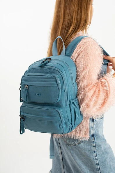 Yumuşak Dokulu Ultra Hafif, Esnek ve Su Geçirmez Polyamid Kumaş Sırt Çantası Mavi Model: (571-13-14A) - Resim 2