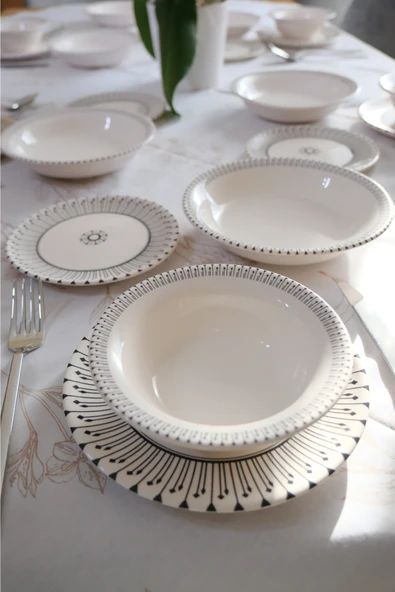 Bavyera 24 Parça Seramik Yemek Takımı | 6 Kişilik | Şık Desenli | Günlük ve Özel Kullanım ürün görseli