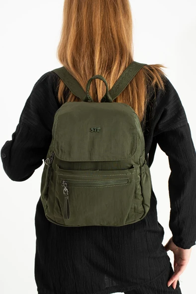 Yumuşak Dokulu Ultra Hafif, Esnek ve Su Geçirmez Polyamid Kumaş Sırt Çantası Koyu Yeşil Model: (571-13-14B) - Resim 2