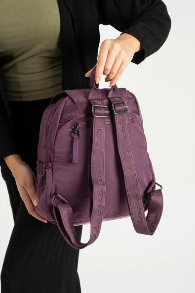 Yumuşak Dokulu Ultra Hafif, Esnek ve Su Geçirmez Polyamid Kumaş Sırt Çantası Mor Model: (571-13-14B) - Resim 3