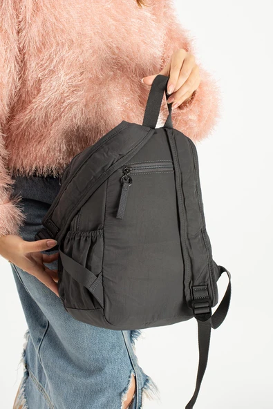 Yumuşak Dokulu Ultra Hafif, Esnek ve Su Geçirmez Polyamid Kumaş Sırt Çantası Gri Model: (571-13-14A) - Resim 3