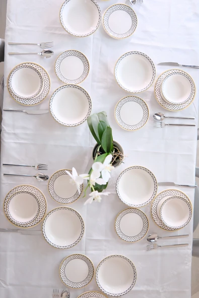 Bavyera 24 Parça Seramik Yemek Takımı | 6 Kişilik | Şık Desenli | Günlük ve Özel Kullanım - Resim 8