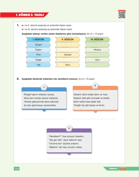 Süper Combo Türkçe 6. Sınıf Soru Bankası - Resim 7