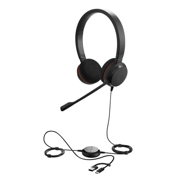 Jabra Evolve 20 Duo USB-C/A MS Mikrofonlu Kulak Üstü Kulaklık - 1
