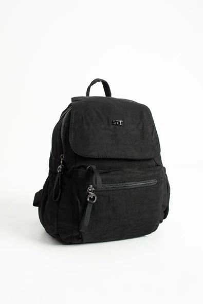 Yumuşak Dokulu Ultra Hafif, Esnek ve Su Geçirmez Polyamid Kumaş Sırt Çantası Siyah Model: (571-13-14B) - Resim 4