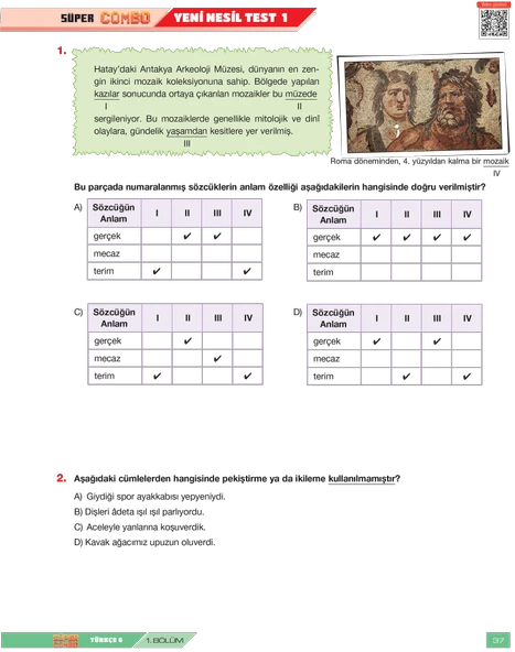 Süper Combo Türkçe 6. Sınıf Soru Bankası - Resim 5