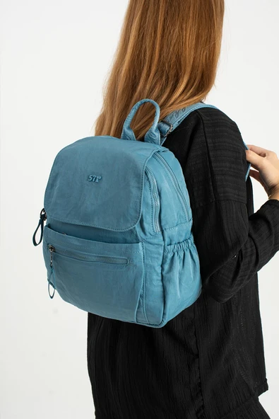 Yumuşak Dokulu Ultra Hafif, Esnek ve Su Geçirmez Polyamid Kumaş Sırt Çantası Mavi Model: (571-13-14B) ürün görseli 1