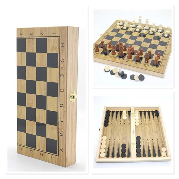 Ahşap Satranç ve Tavla Seti ürün görseli